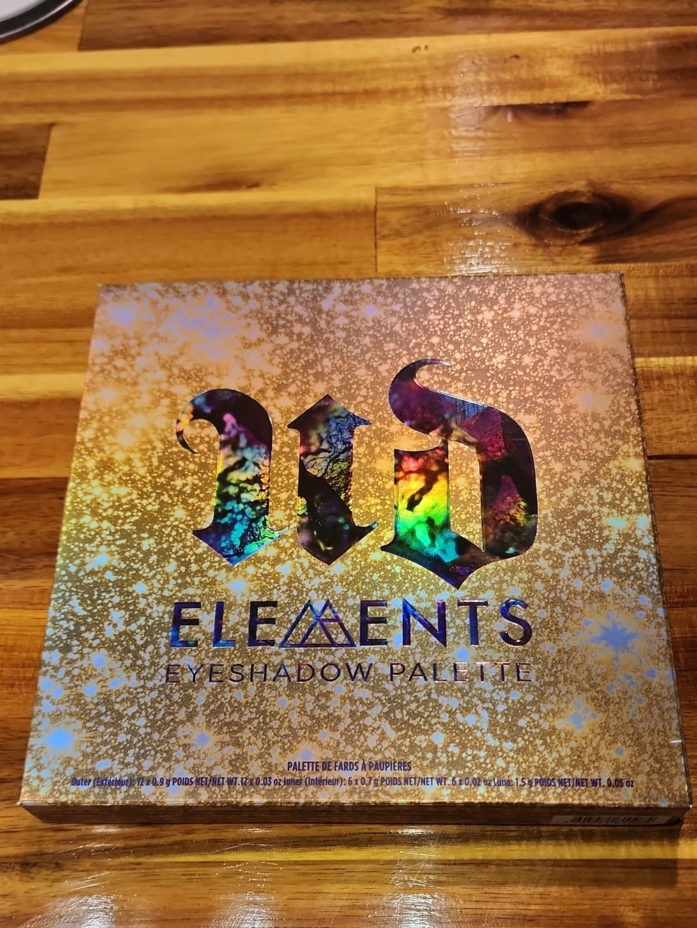 Urban Decay Elements Eyeshadow Palette — Holographic Rainbow Logo on Gold